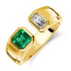 Emerald Green Signet Ring - 18K Gold Plated Sterling Silver Open Ring