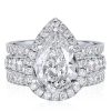 3-Piece Halo Pear Created White Sapphire Wedding Set in Sterling Silver