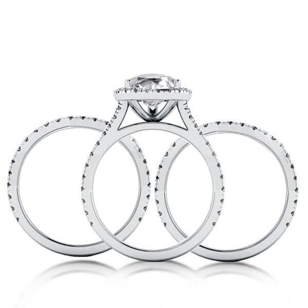 3-Piece Halo Pear Created White Sapphire Wedding Set in Sterling Silver