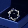 Vintage Style Blue Sapphire Wreath Brooch - Sterling Silver Plated