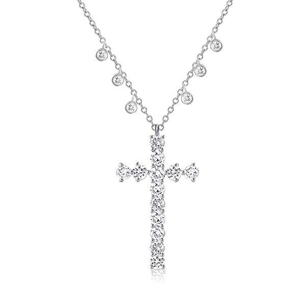 Sterling Silver Dainty Cross Pendant Necklace - Rhodium Plated, Nickel Free
