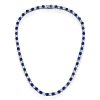 Blue & White Sapphire Tennis Necklace - 925 Sterling Silver, 4mm Round, 17-22 inch
