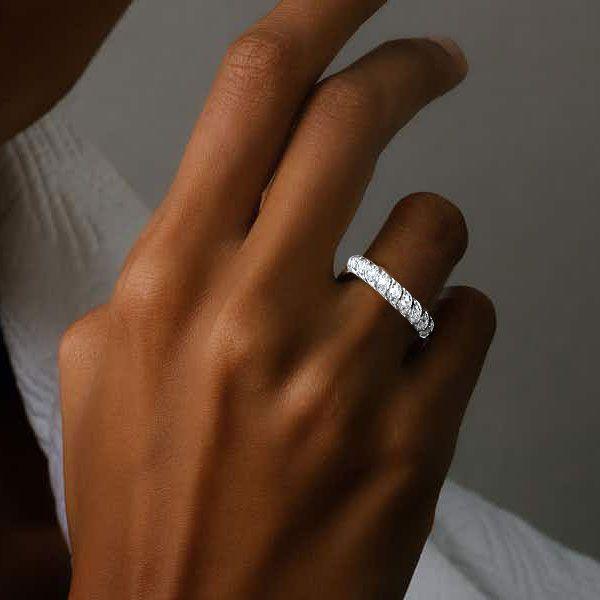 Twisted White Sapphire Wedding Band - Sterling Silver - 0.10 Carat TW