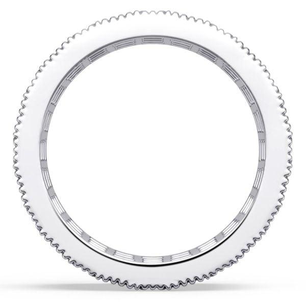 Milgrain Bezel Set Blue and White Sapphire Eternity Band Ring in Sterling Silver