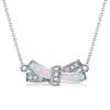 Opal Knot Necklace & Earrings Set - Sterling Silver Opal Jewelry