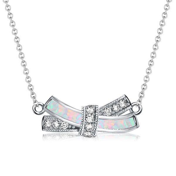 Opal Knot Necklace & Earrings Set - Sterling Silver Opal Jewelry