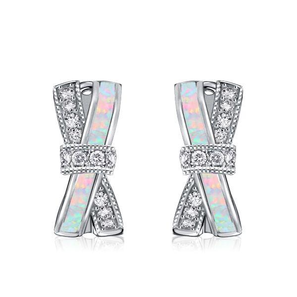 Opal Knot Necklace & Earrings Set - Sterling Silver Opal Jewelry