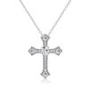 Sterling Silver Round Cut White Sapphire Cross Necklace for Women