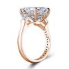 Rose Gold Emerald & White Sapphire Three Stone Engagement Ring - 18K Plated Sterling Silver
