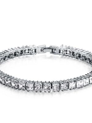 MV-E87FD7CA3730-1 Princess Cut Tennis Bracelet | Silver Plated | 5.75 CT. TW. | Nickel Free
