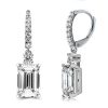 Emerald Cut Drop Earrings in Rhodium Plated 925 Sterling Silver