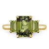 Three Stone Peridot Engagement Ring - 18K Gold Plated Sterling Silver