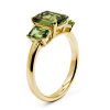 Three Stone Peridot Engagement Ring - 18K Gold Plated Sterling Silver
