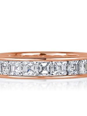 Rose Gold Asscher Cut Eternity Band - 18K Plated Sterling Silver Wedding Ring