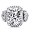 Round Cushion Halo Engagement Ring - 925 Sterling Silver - 5 Carat Center Stone
