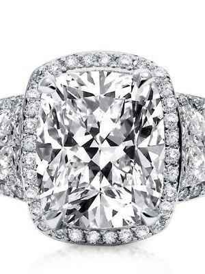Round Cushion Halo Engagement Ring - 925 Sterling Silver - 5 Carat Center Stone