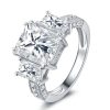 Three Stone White Sapphire Engagement Ring - 925 Sterling Silver
