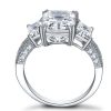 Three Stone White Sapphire Engagement Ring - 925 Sterling Silver