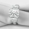 Three Stone White Sapphire Engagement Ring - 925 Sterling Silver