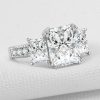 Three Stone White Sapphire Engagement Ring - 925 Sterling Silver