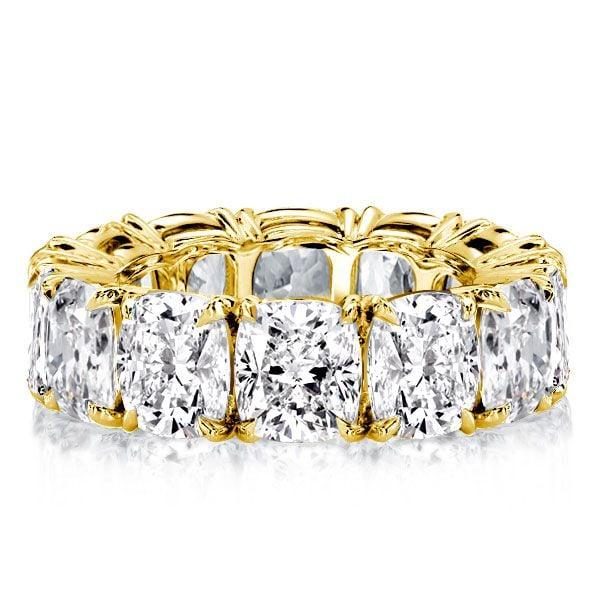 Cushion Cut Eternity Wedding Band in 18K Gold Plated Sterling Silver