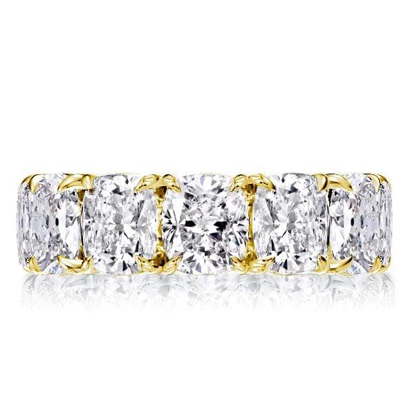 Cushion Cut Eternity Wedding Band in 18K Gold Plated Sterling Silver