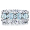 Aquamarine Baguette Stackable Ring Set - 925 Sterling Silver