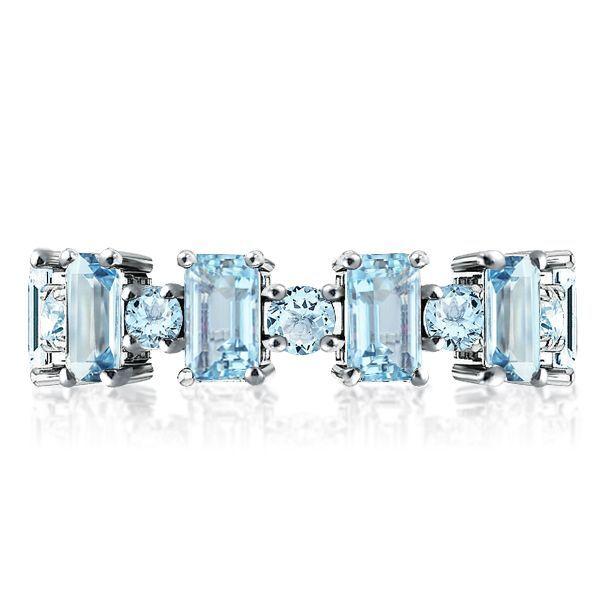 Aquamarine Baguette Stackable Ring Set - 925 Sterling Silver