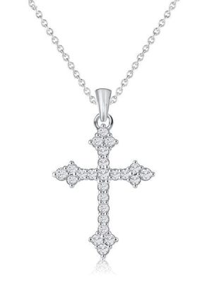 Sterling Silver Cross Necklace for Women - Pendant Necklace with Chain