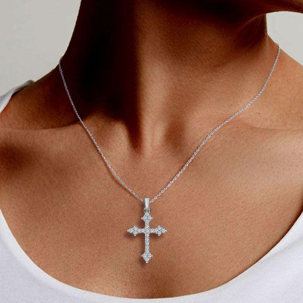 Sterling Silver Cross Necklace for Women - Pendant Necklace with Chain
