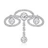 Elegant Round Cut Scroll Brooch in Rhodium Plated Sterling Silver Jewelry