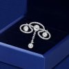 Elegant Round Cut Scroll Brooch in Rhodium Plated Sterling Silver Jewelry