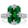 Emerald Green Sterling Silver Wedding Ring for Women - Unique Design