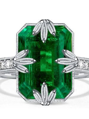 Emerald Green Sterling Silver Wedding Ring for Women - Unique Design