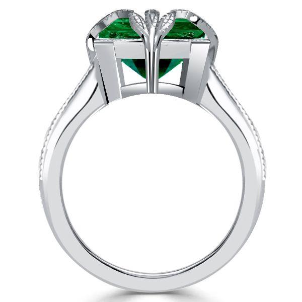 Emerald Green Sterling Silver Wedding Ring for Women - Unique Design
