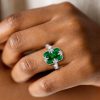 Emerald Green Sterling Silver Wedding Ring for Women - Unique Design
