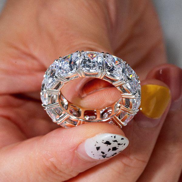 Cushion Cut Eternity Wedding Band - Sterling Silver, 16.65 CTW