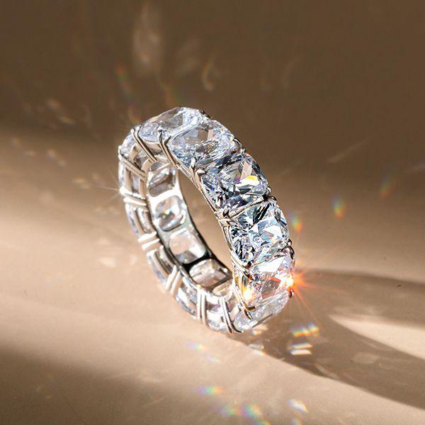 Cushion Cut Eternity Wedding Band - Sterling Silver, 16.65 CTW