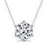 Simple Round Cut Solitaire Pendant Necklace in 925 Sterling Silver