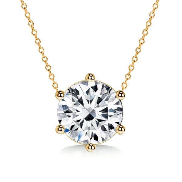 Simple Round Cut Solitaire Pendant Necklace in 925 Sterling Silver