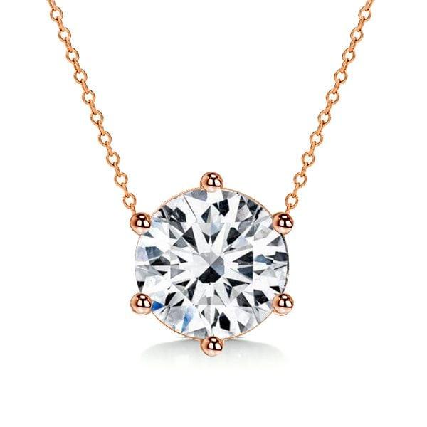 Simple Round Cut Solitaire Pendant Necklace in 925 Sterling Silver