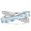 Baguette Cut Aquamarine Criss-Cross Wedding Band in 925 Sterling Silver
