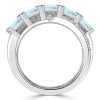 Baguette Cut Aquamarine Criss-Cross Wedding Band in 925 Sterling Silver