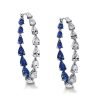 Pear Shaped Sterling Silver Drop Earrings with Simulated Diamonds