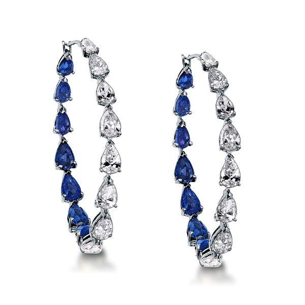 Pear Shaped Sterling Silver Drop Earrings with Simulated Diamonds