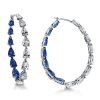 Pear Shaped Sterling Silver Drop Earrings with Simulated Diamonds