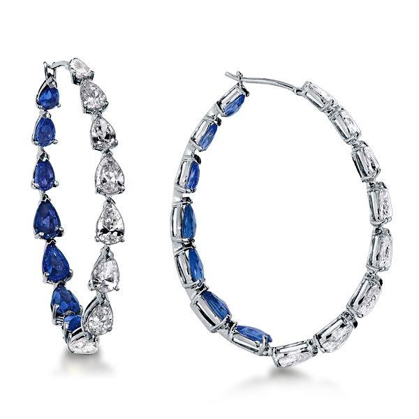 Pear Shaped Sterling Silver Drop Earrings with Simulated Diamonds