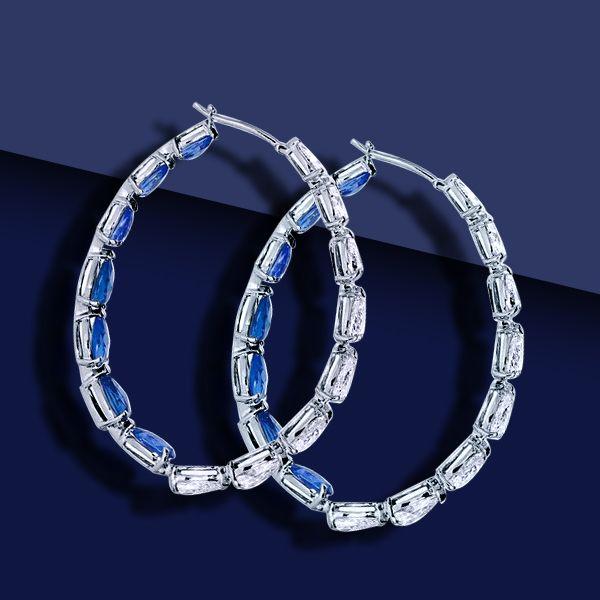 Pear Shaped Sterling Silver Drop Earrings with Simulated Diamonds