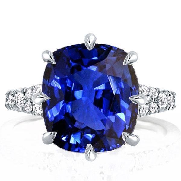 Cushion Cut Sterling Silver Engagement Ring - 5.00 CT Center Stone