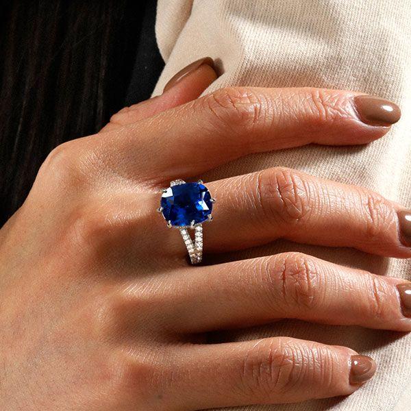 Cushion Cut Sterling Silver Engagement Ring - 5.00 CT Center Stone